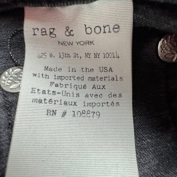 RAG & BONE Faded Black High Rise Ankle Skinny Stretch Denim Jeans 28 - Picture 6 of 8